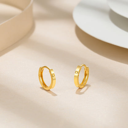 18K Gold Double Hoop Earrings for Women - Chic, Versatile, and Minimalist Design with 10mm Diameter