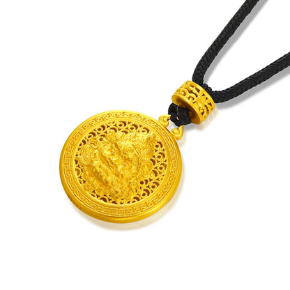 SUNFEEL 24K Gold Enamel Wealth God Pendant Lucky Charm for Prosperity Handmade Jewelry for Men and Women