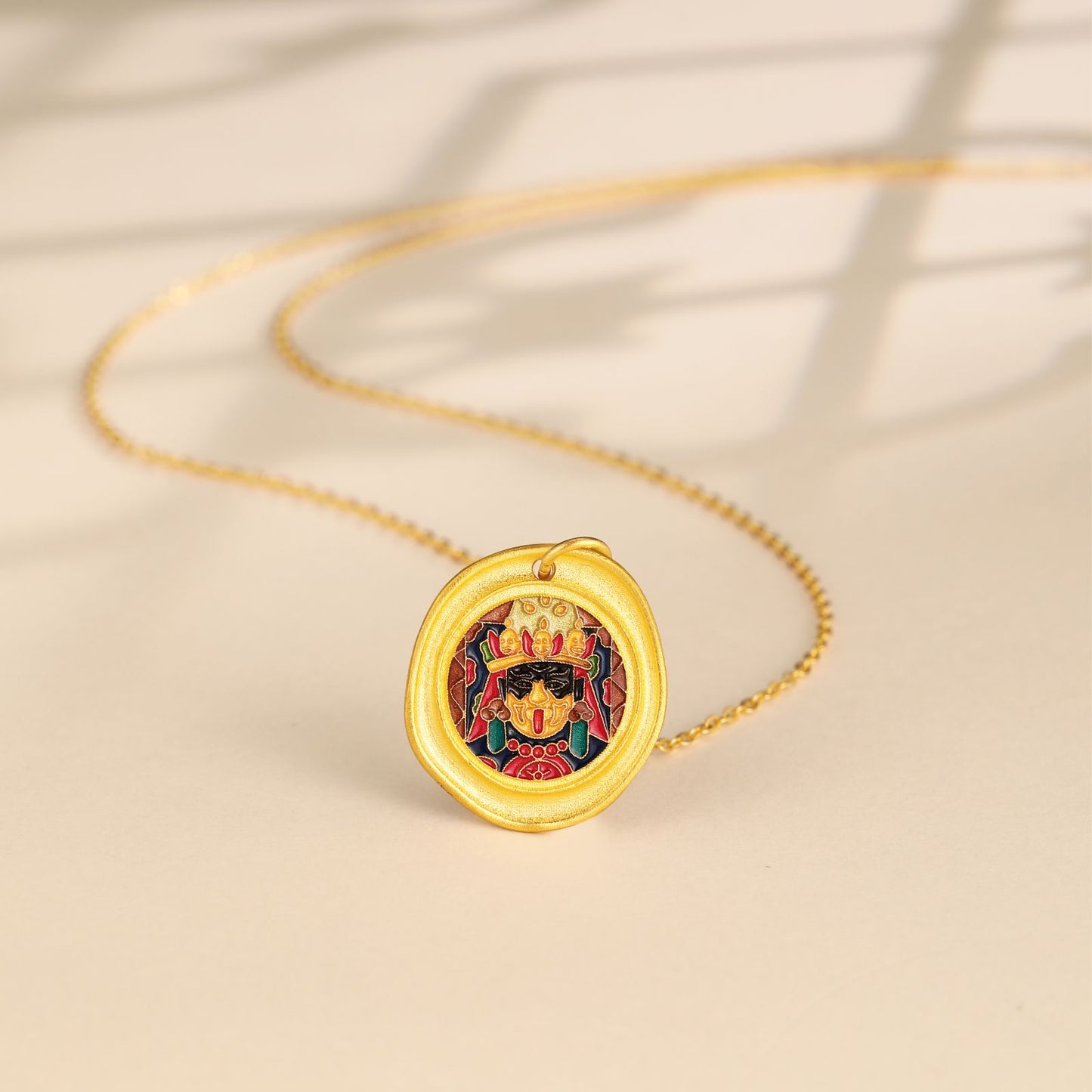 SUNFEEL 24K Gold Enamel Wealth God Pendant - Lucky Charm Financial Jewelry for Men and Women