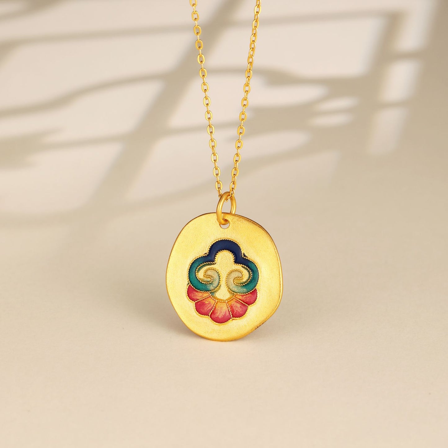 SUNFEEL 24K Gold Enamel Wealth God Pendant - Lucky Charm Financial Jewelry for Men and Women