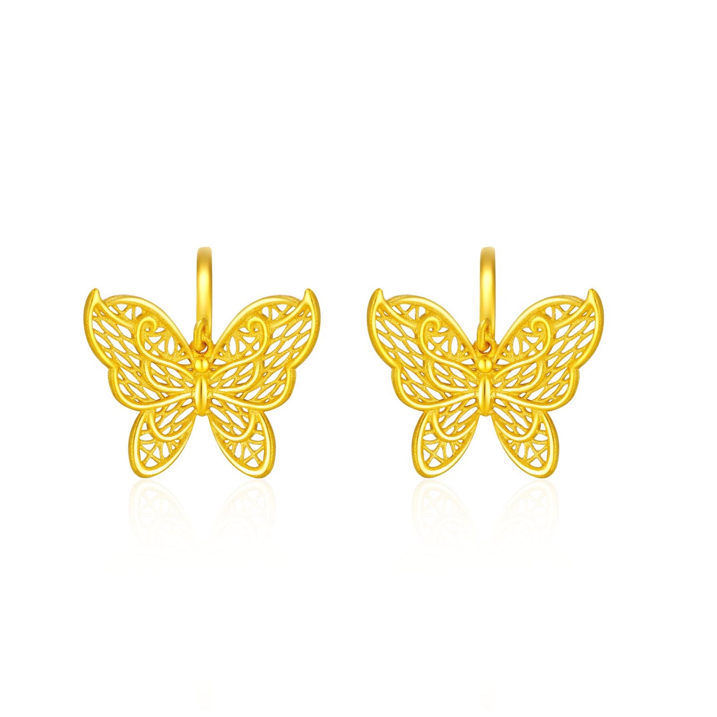 SUNFEEL 24K Gold Butterfly Hook Earrings Dainty Charm Earrings Real Gold Jewelry Gift for Women