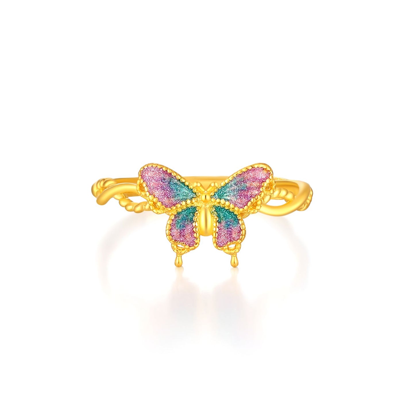 SUNFEEL 24K Gold Butterfly Ring Romance Love and Transformation Butterfly Jewelry for Women