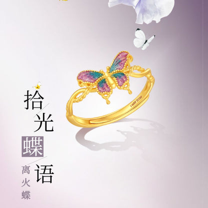 SUNFEEL 24K Gold Butterfly Ring Romance Love and Transformation Butterfly Jewelry for Women