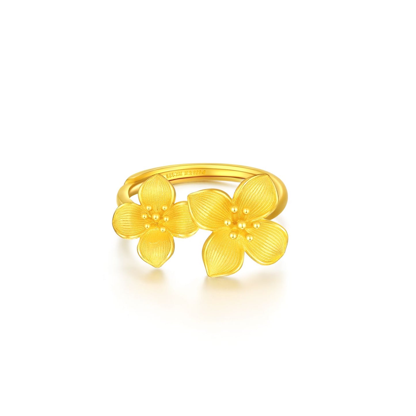 SUNFEEEL 24K Gold Flower Ring Real Solid Yellow Gold Ring Stacking Jewelry Gifts for Women