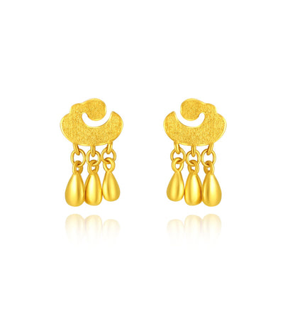 SUNFEEL 24K Gold Cloud Water Drop Earrings Dangle Tassel Stud Earrings Gold Jewelry Gift for Women