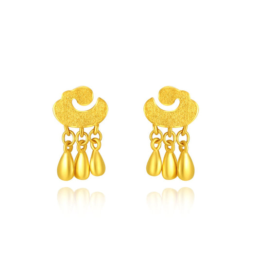 SUNFEEL 24K Gold Cloud Water Drop Earrings Dangle Tassel Stud Earrings Gold Jewelry Gift for Women