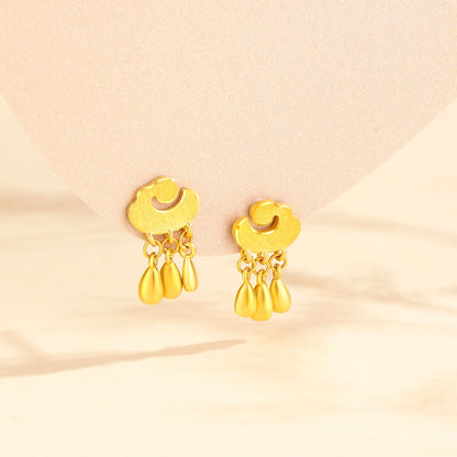 SUNFEEL 24K Gold Cloud Water Drop Earrings Dangle Tassel Stud Earrings Gold Jewelry Gift for Women