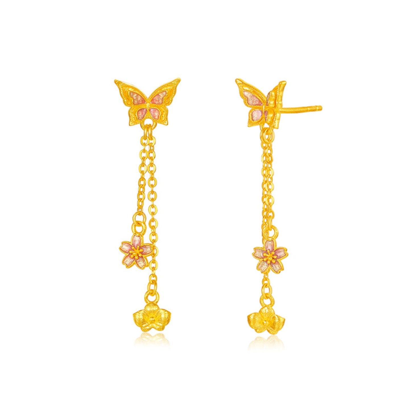 SUNFEEL 24K Gold Butterfly Drop Earrings Tassel Flower Dangle Earrings  Fairy Earrings for Women Girls