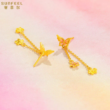 SUNFEEL 24K Gold Butterfly Drop Earrings Tassel Flower Dangle Earrings  Fairy Earrings for Women Girls