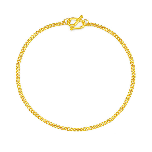 SUNFEEL 24K Gold Minimalist Cuban Link Bracelet Gold Chain Bangles for Women