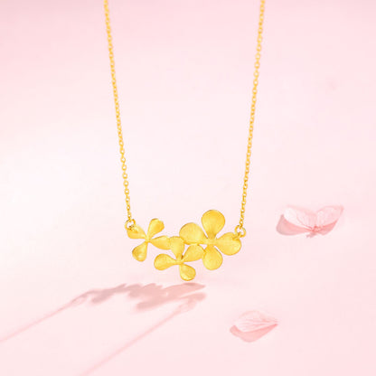 SUNFEEL 24K Gold Flower Necklace Solid Gold Pendant Necklace Jewelry for Women