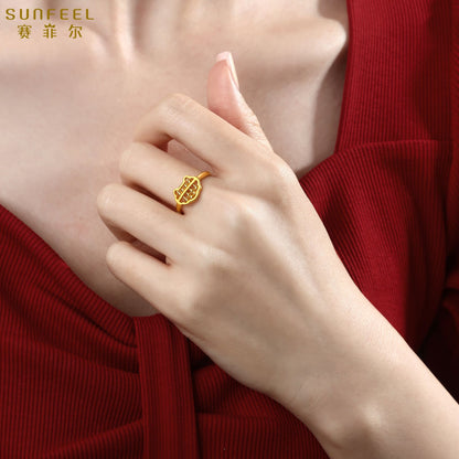 SUNFEEL 24K Gold Lucky Abacus Ring Gold Jewelry for Women