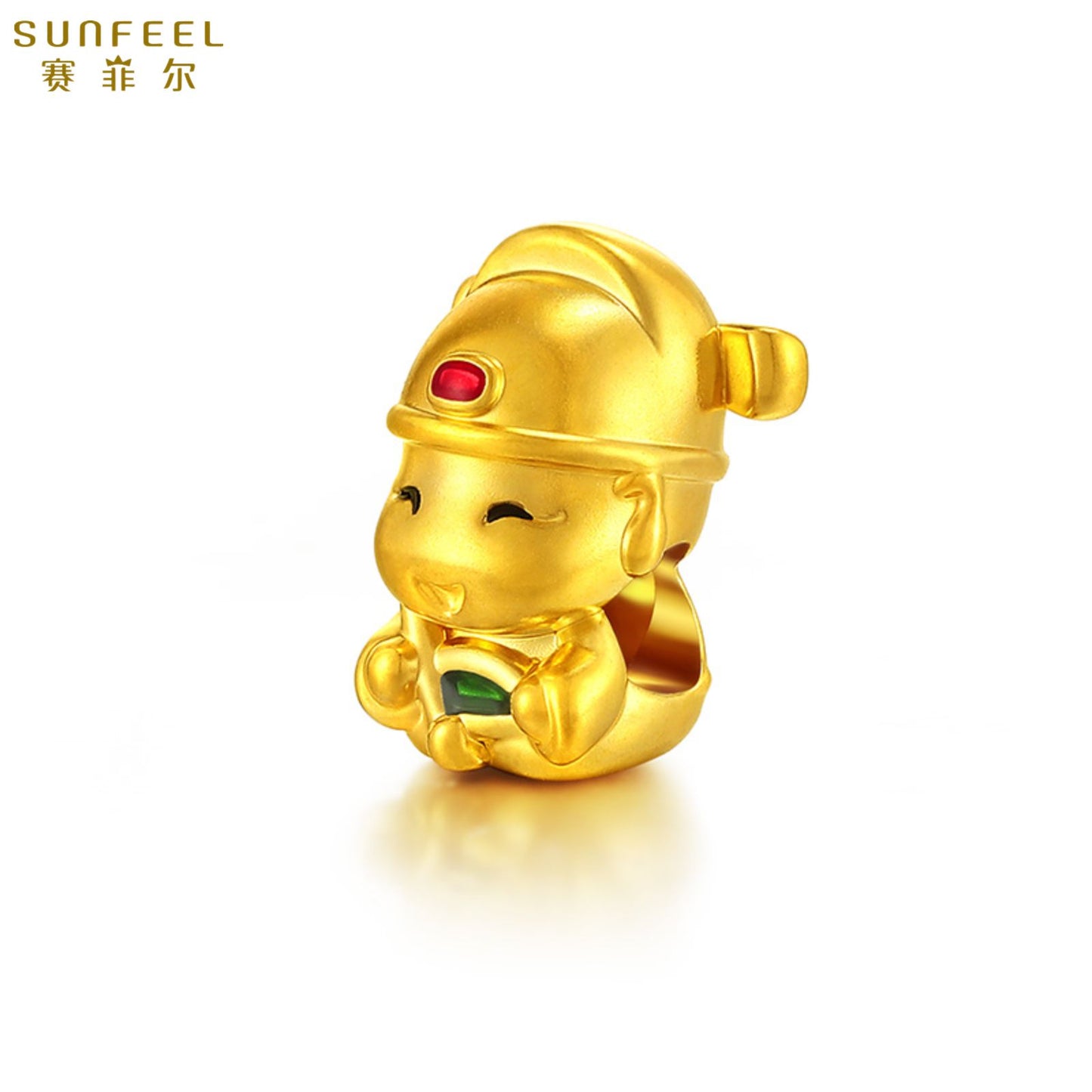 24K Gold Enamel God of Wealth Charm God of Wealth Charm Pendant for Bracelet