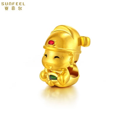 24K Gold Enamel God of Wealth Charm God of Wealth Charm Pendant for Bracelet