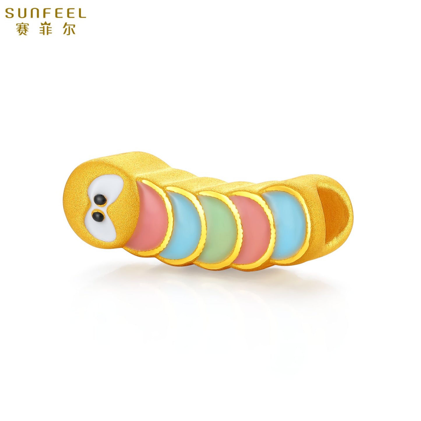 SUNFEEL Chinese Zodiac Series 24K Snake Gold Pendant Charm Colorful Enamel Gluttonous Snake DIY Charm Bracelet