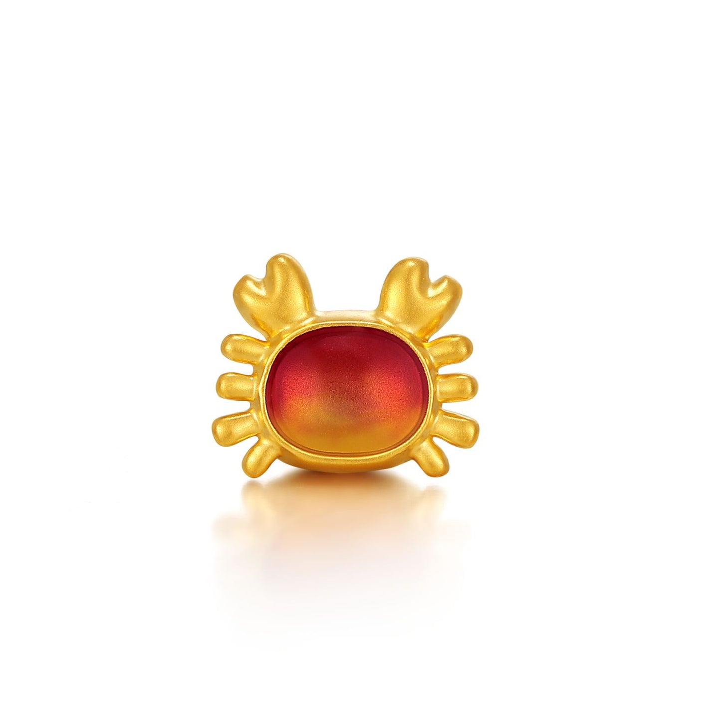 SUNFEEL 24K Gold Enamel Crab Pendant Red Bead Charms for Bracelet