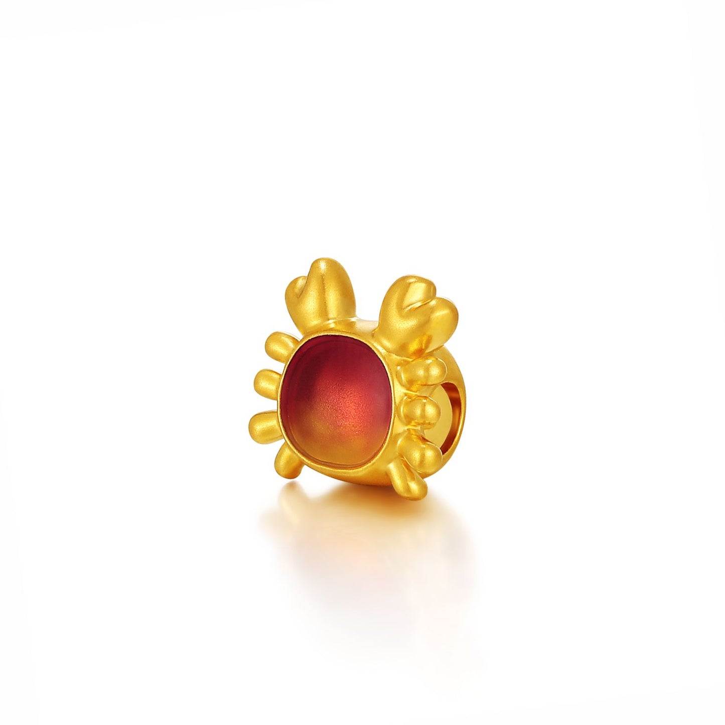 SUNFEEL 24K Gold Enamel Crab Pendant Red Bead Charms for Bracelet