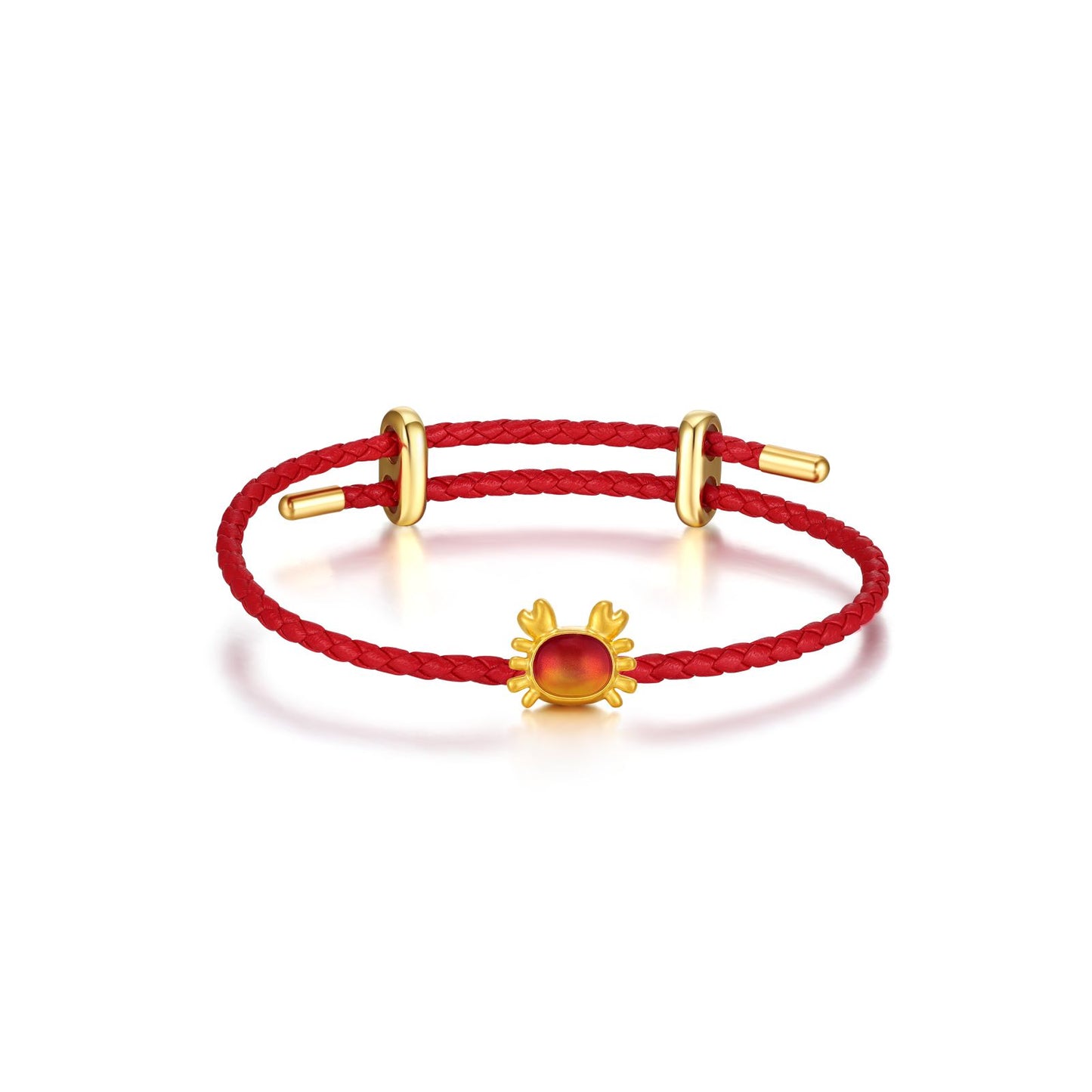 SUNFEEL 24K Gold Enamel Crab Pendant Red Bead Charms for Bracelet