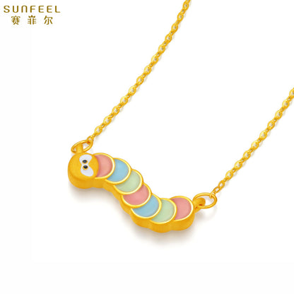 SUNFEEL Chinese Zodiac Series 24K Gold Colorful Enamel Gluttonous Snake DIY Charm Necklace