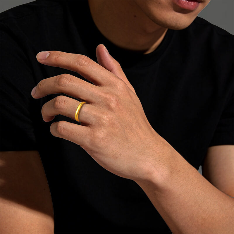 24k Heritage Gold Plain Drum-Face Band Ring