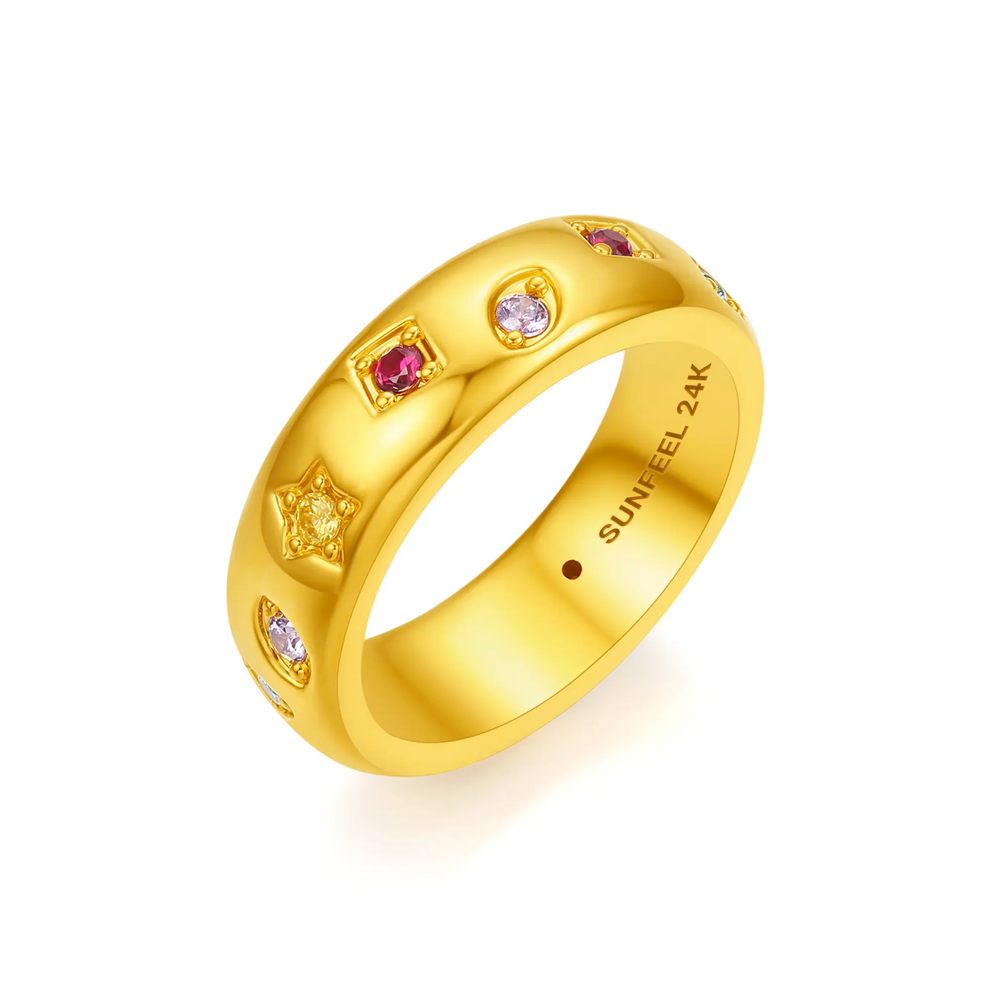 24K Gold Rainbow CZ Stacking Ring