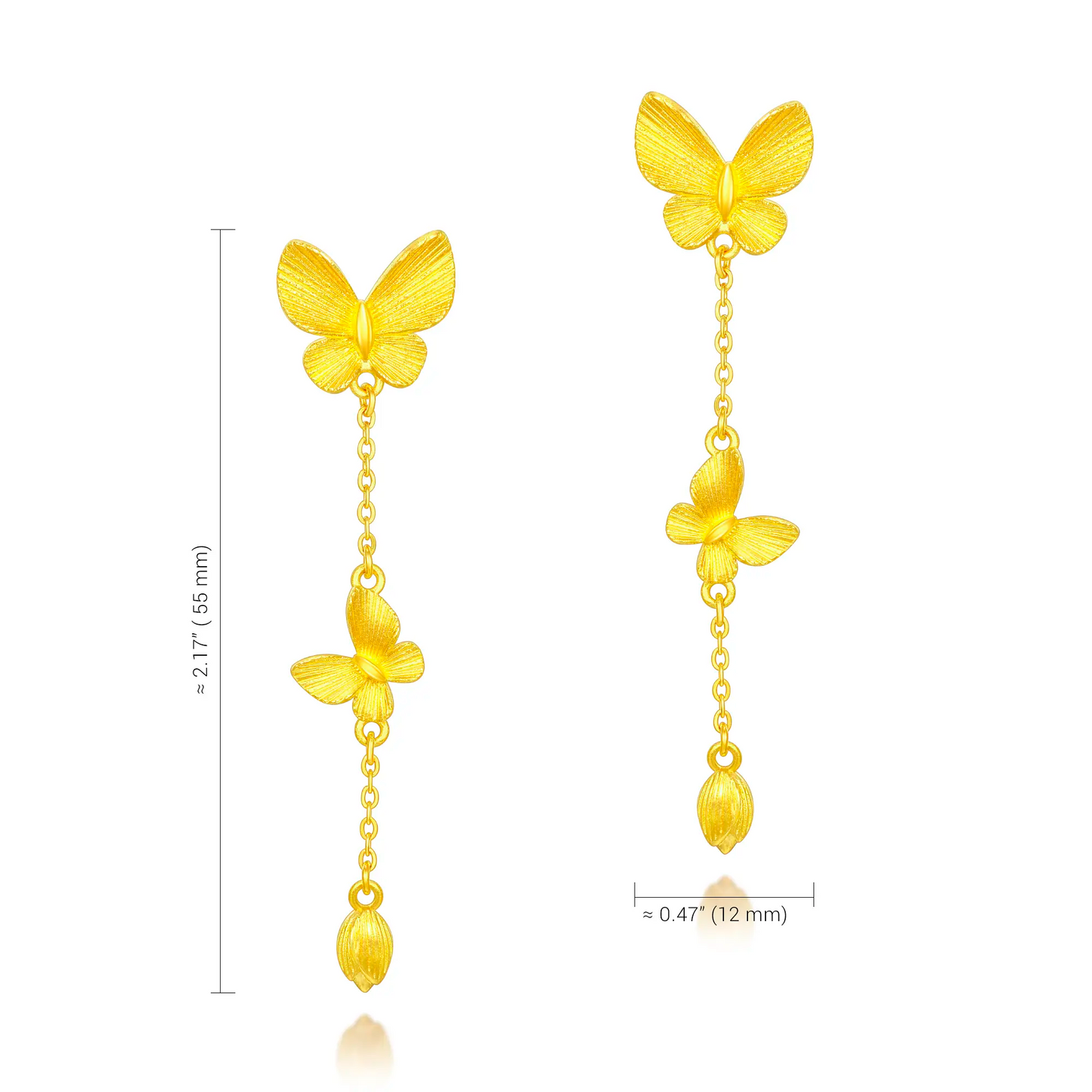 Sunfeel 24k gold butterfly & bud dangle earrings with chain details