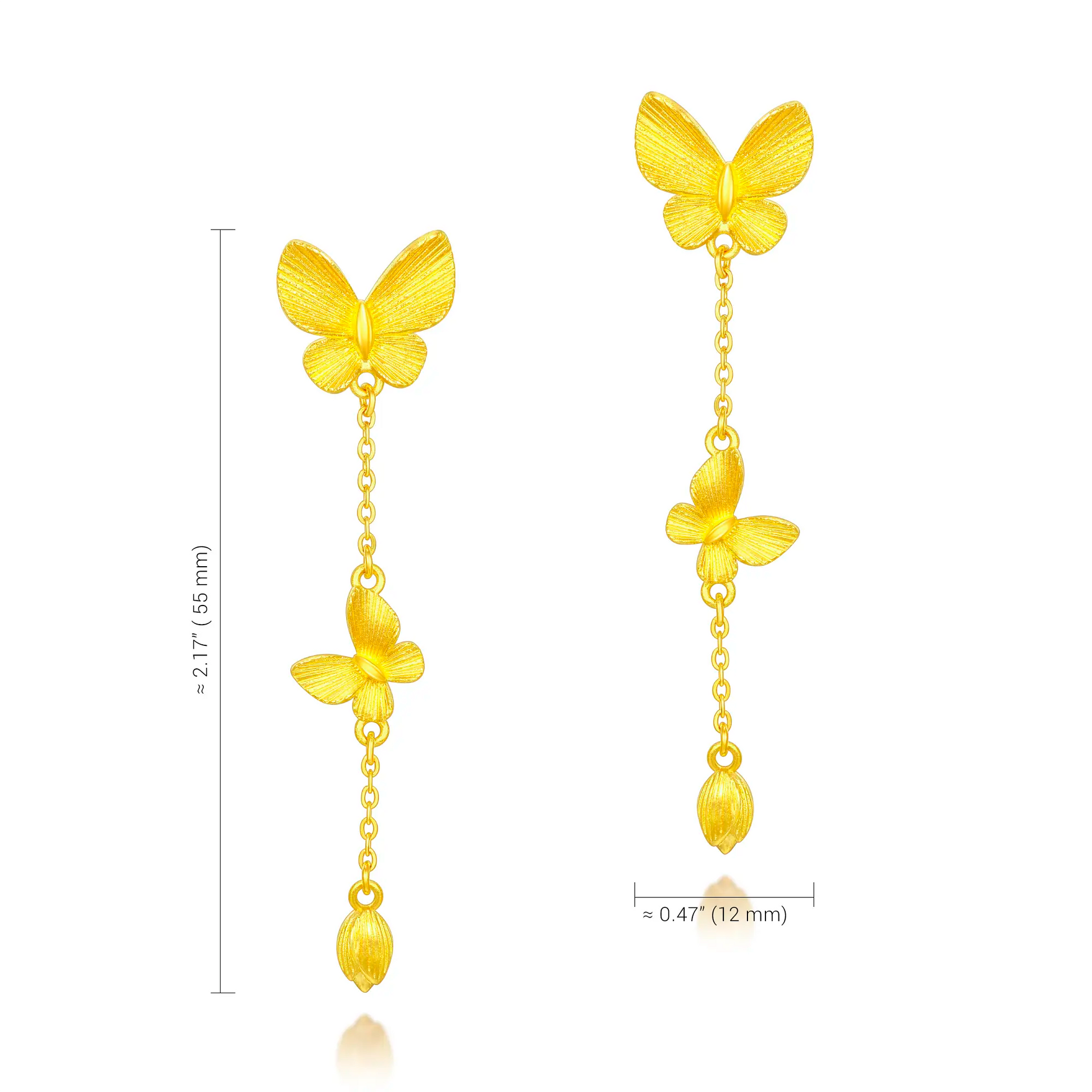 Sunfeel 24k gold butterfly & bud dangle earrings with chain details