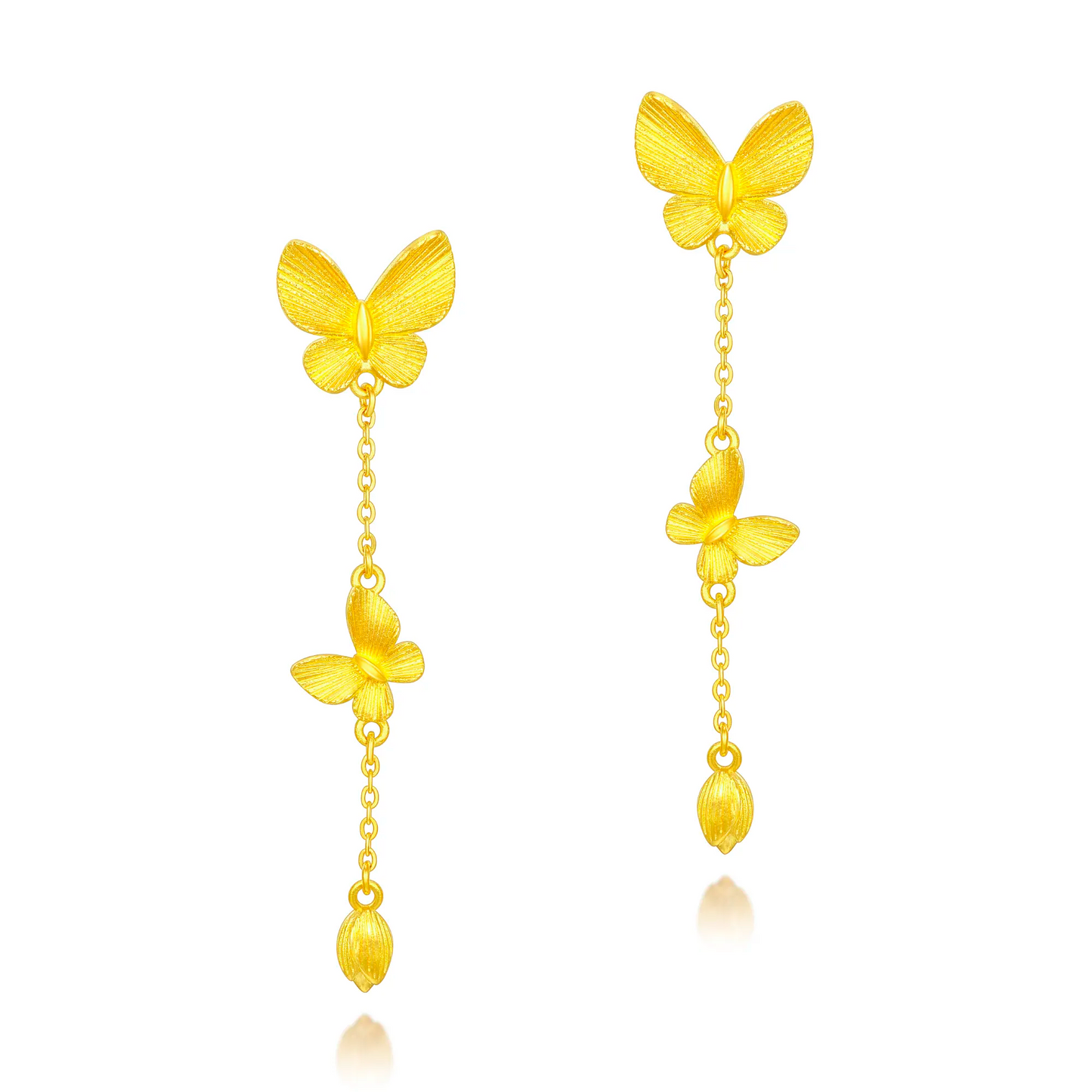 SUNFEEL Jewelry 24k gold butterfly & bud dangle earrings