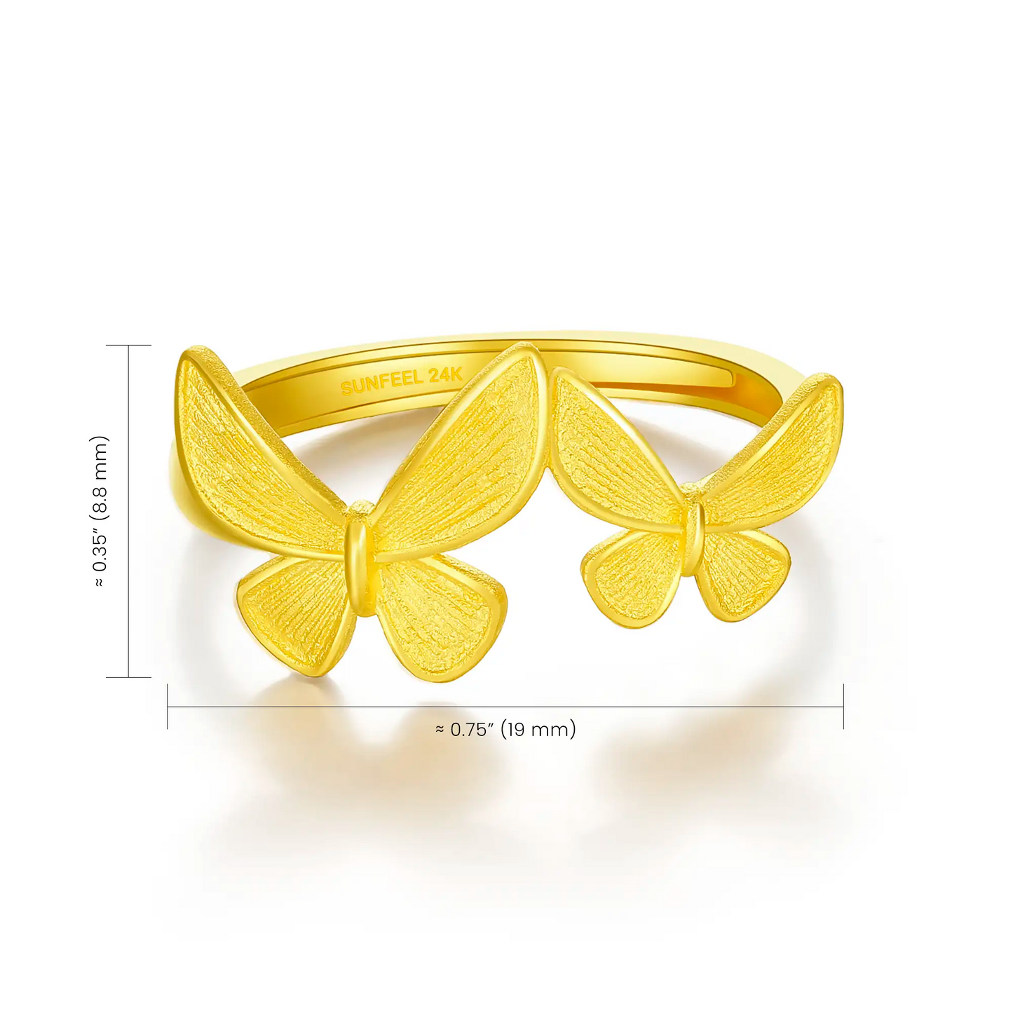 24K Gold Double Butterfly Adjustable Ring
