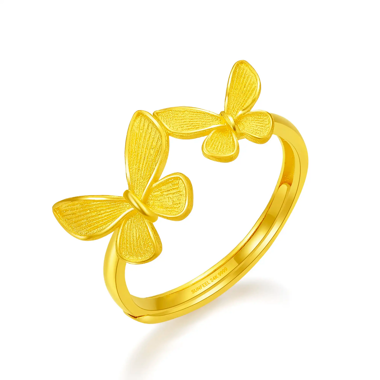 24K Gold Double Butterfly Adjustable Ring