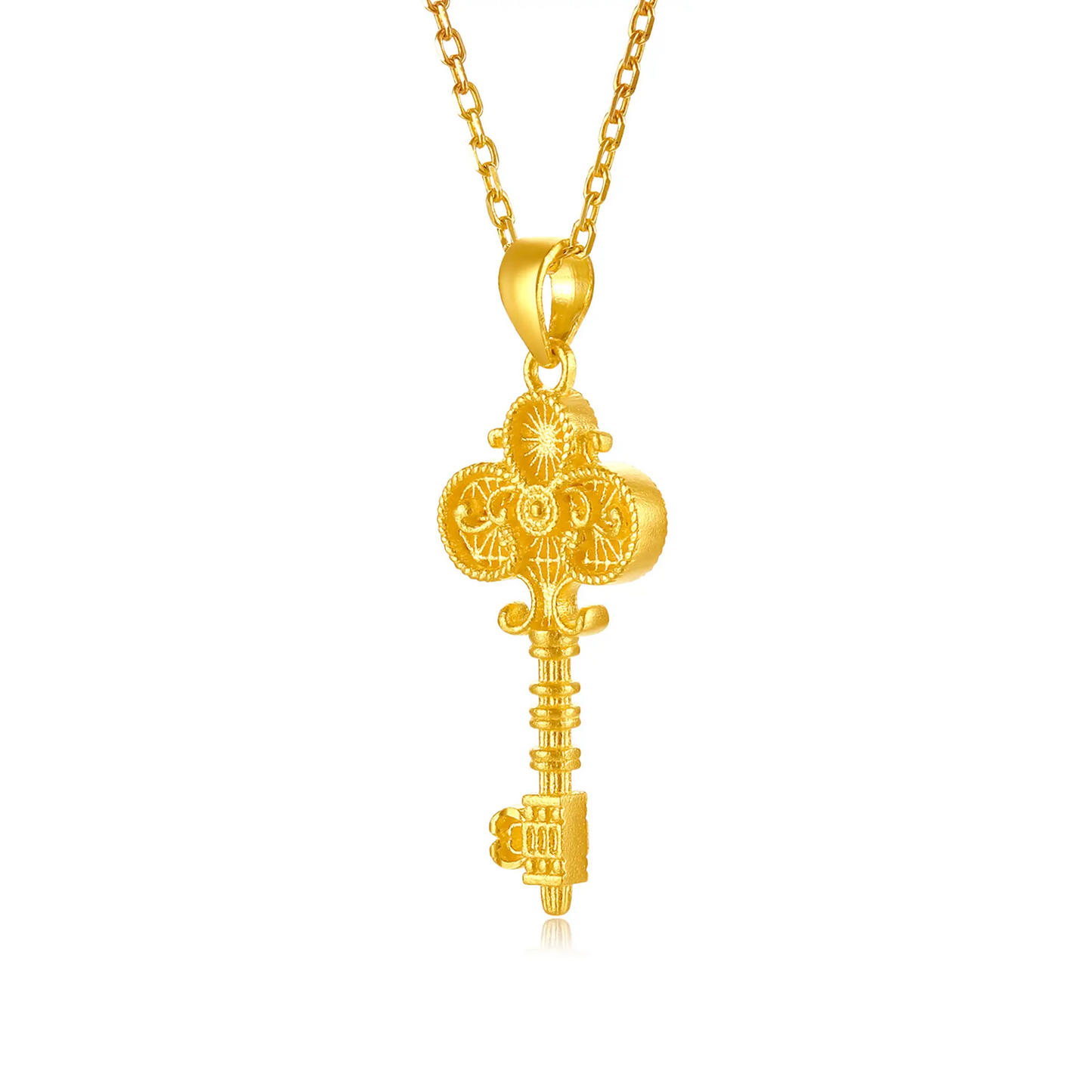 24K Gold Scepter Key Pendant