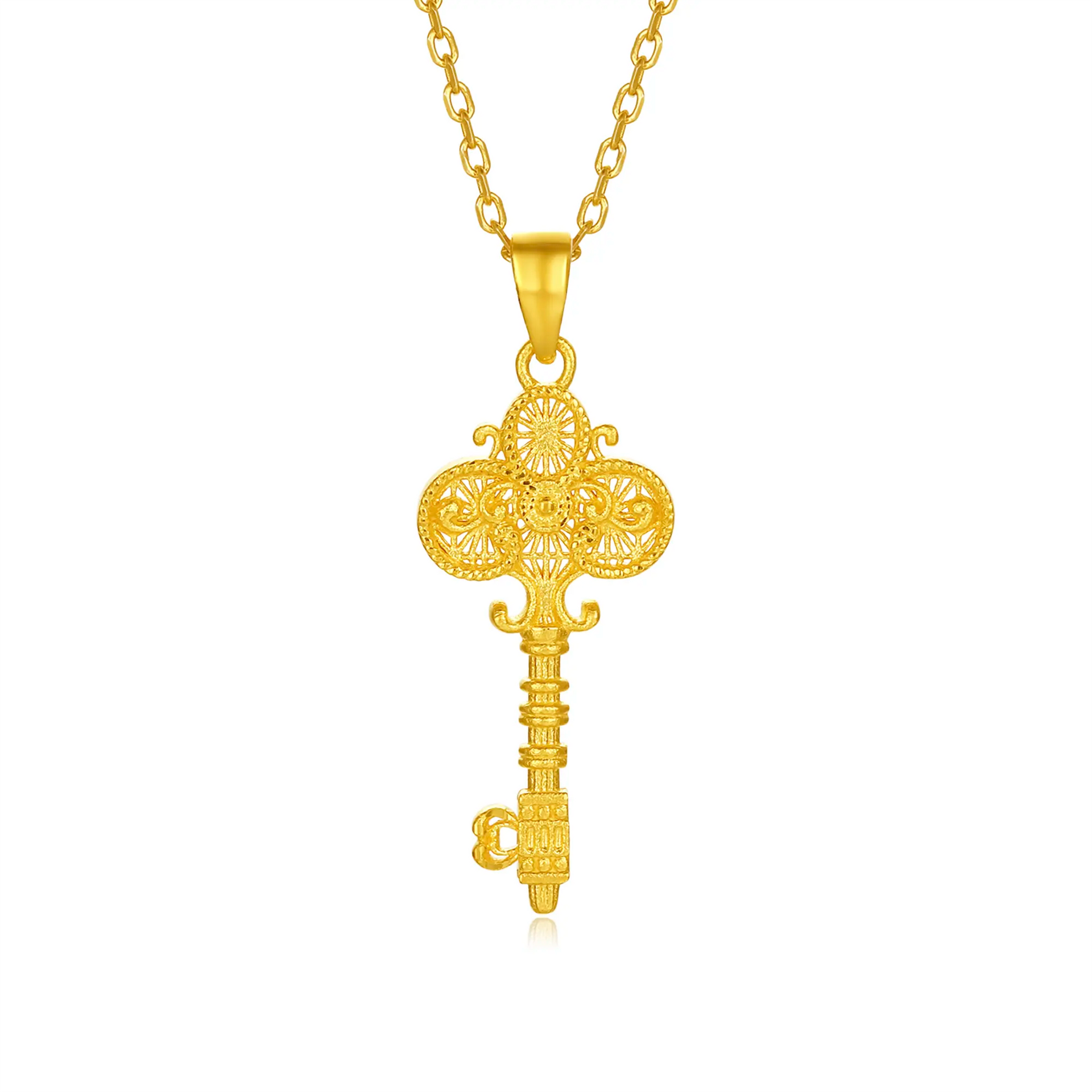 SUNFEEL Jewelry 24K Gold Scepter Key Pendant Necklace Charm for