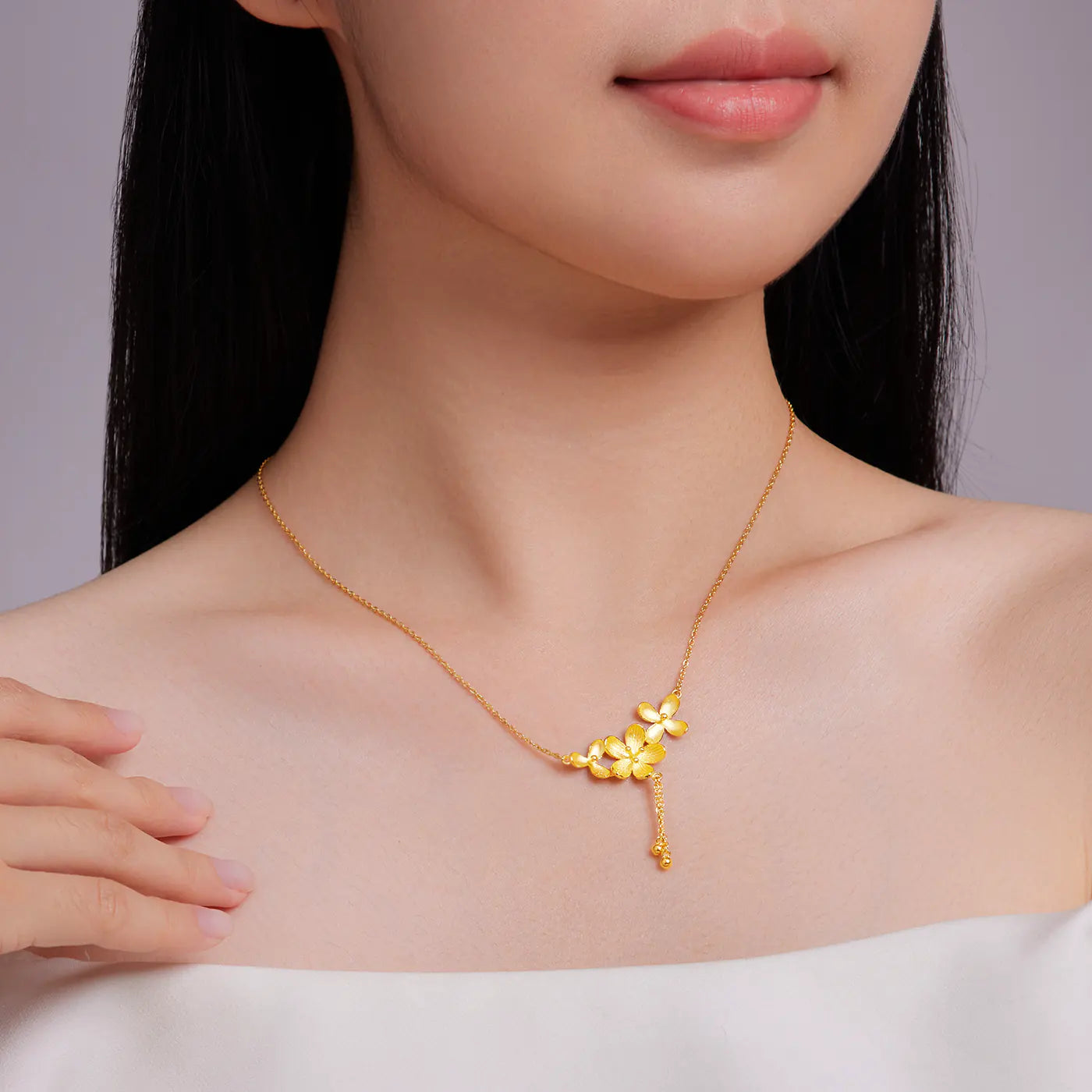 24K Gold Forsythia Pendant Necklace