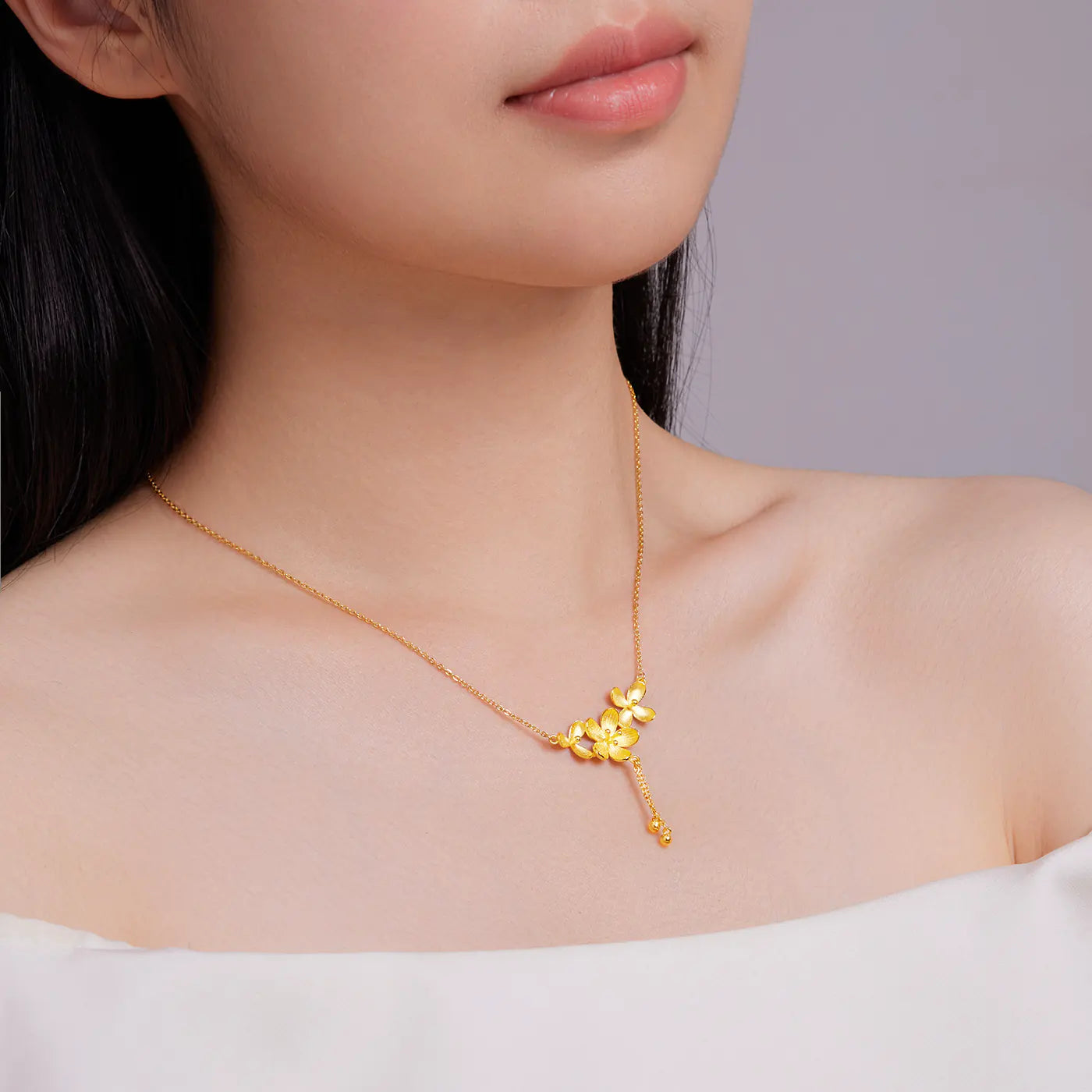 24K Gold Forsythia Pendant Necklace