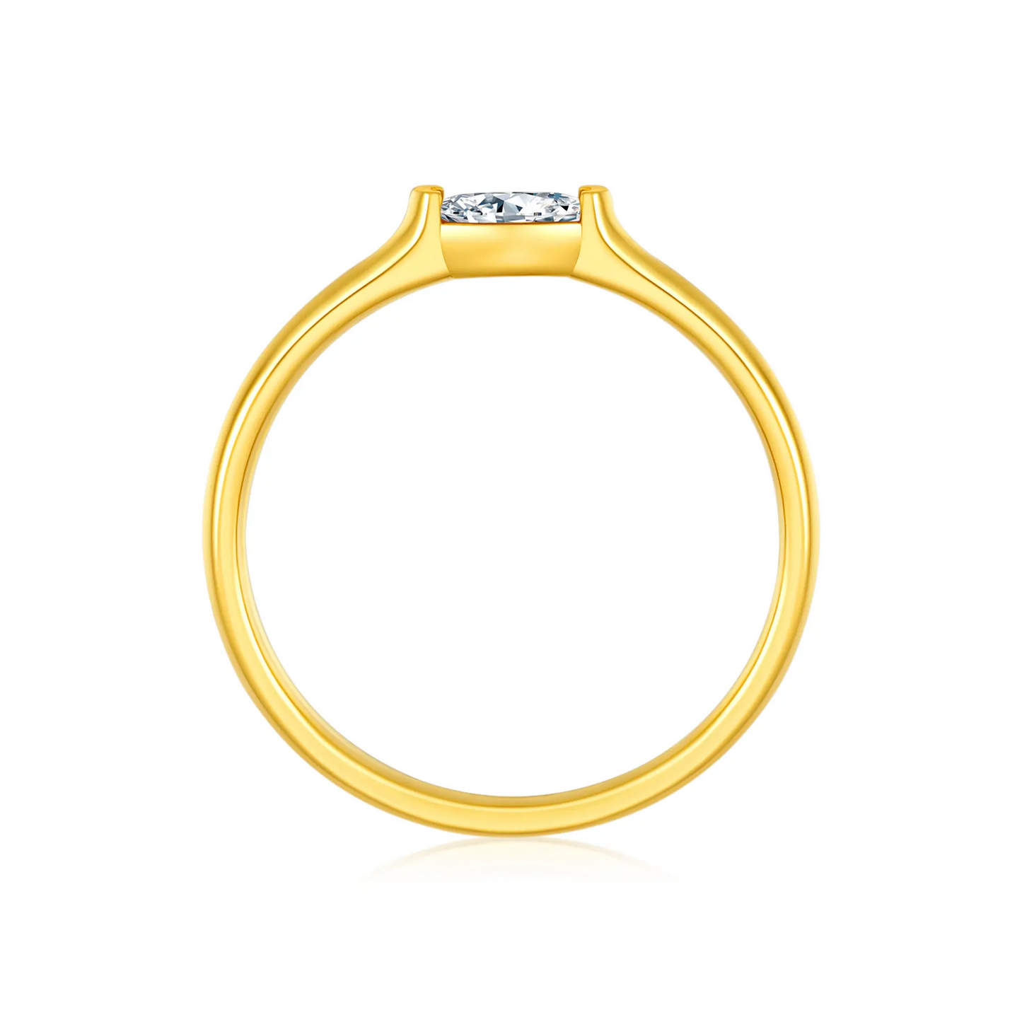 24K Gold Marquise Moissanite Ring