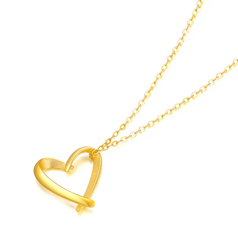 24k Solid Gold Heart Art Pendant