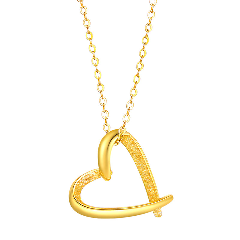 24k Solid Gold Heart Art Pendant