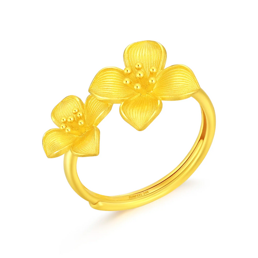 24K Gold Lilac Adjustable Ring