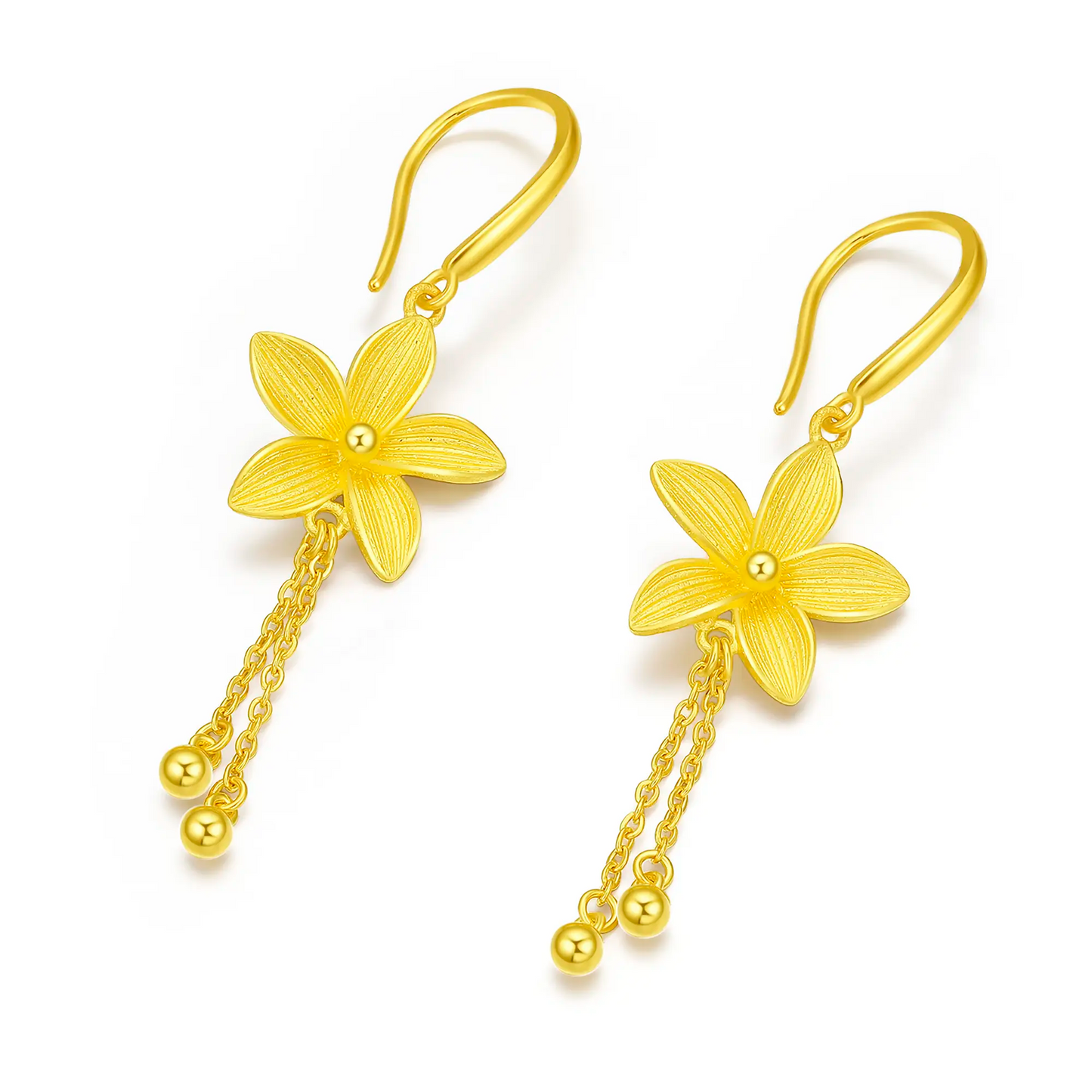 24K Gold Magnolia Tassel Earrings