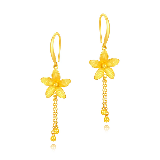 24K Gold Magnolia Tassel Earrings