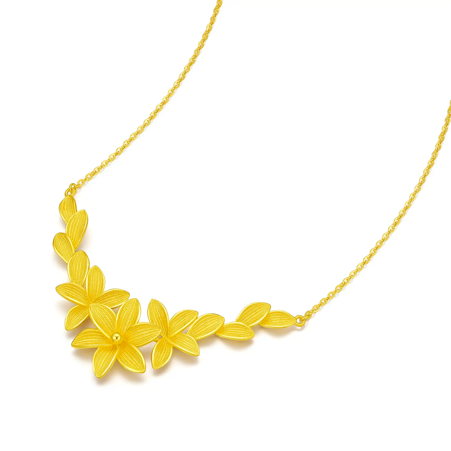 24K Gold Magnolia V-Shaped Pendant Necklace