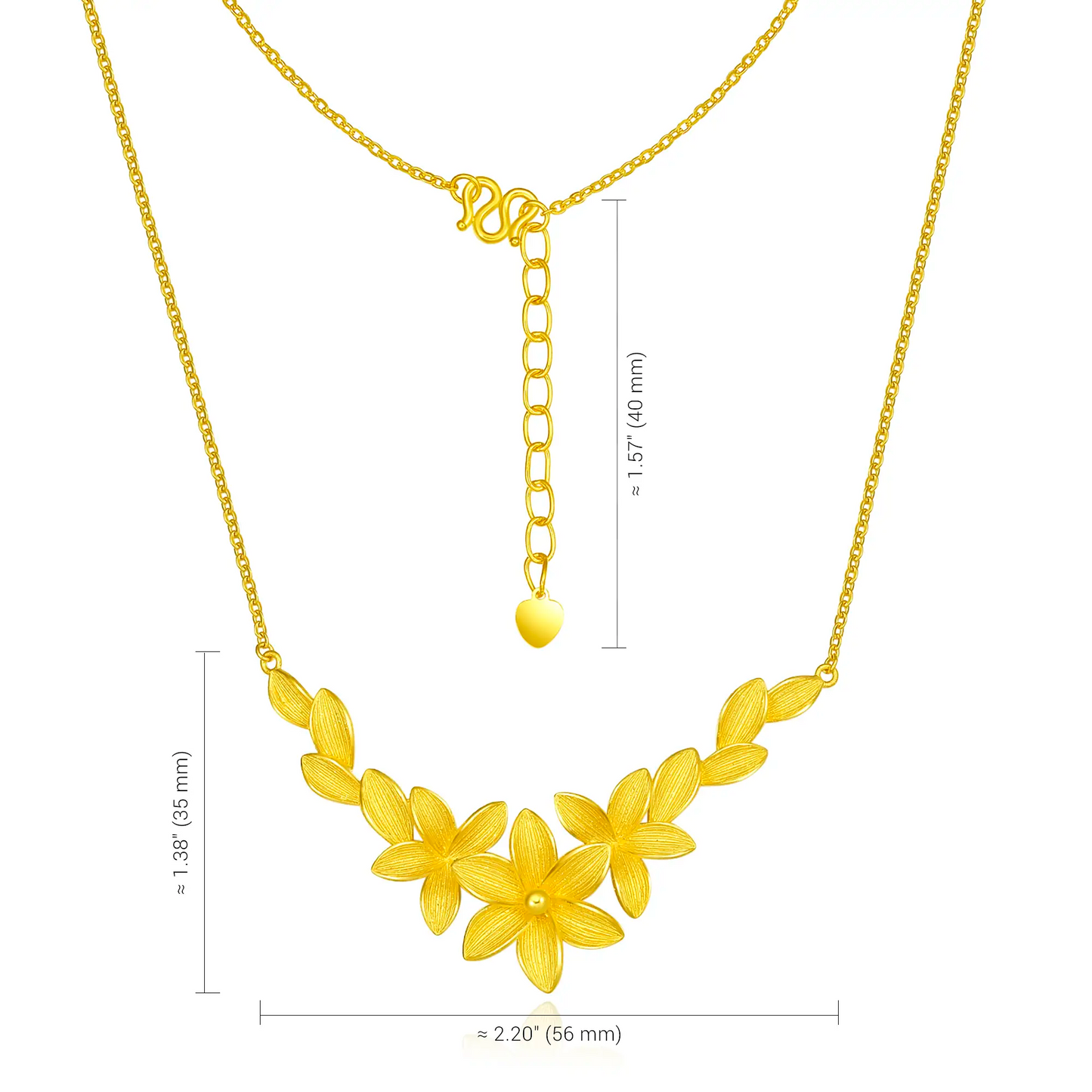 24K Gold Magnolia V-Shaped Pendant Necklace