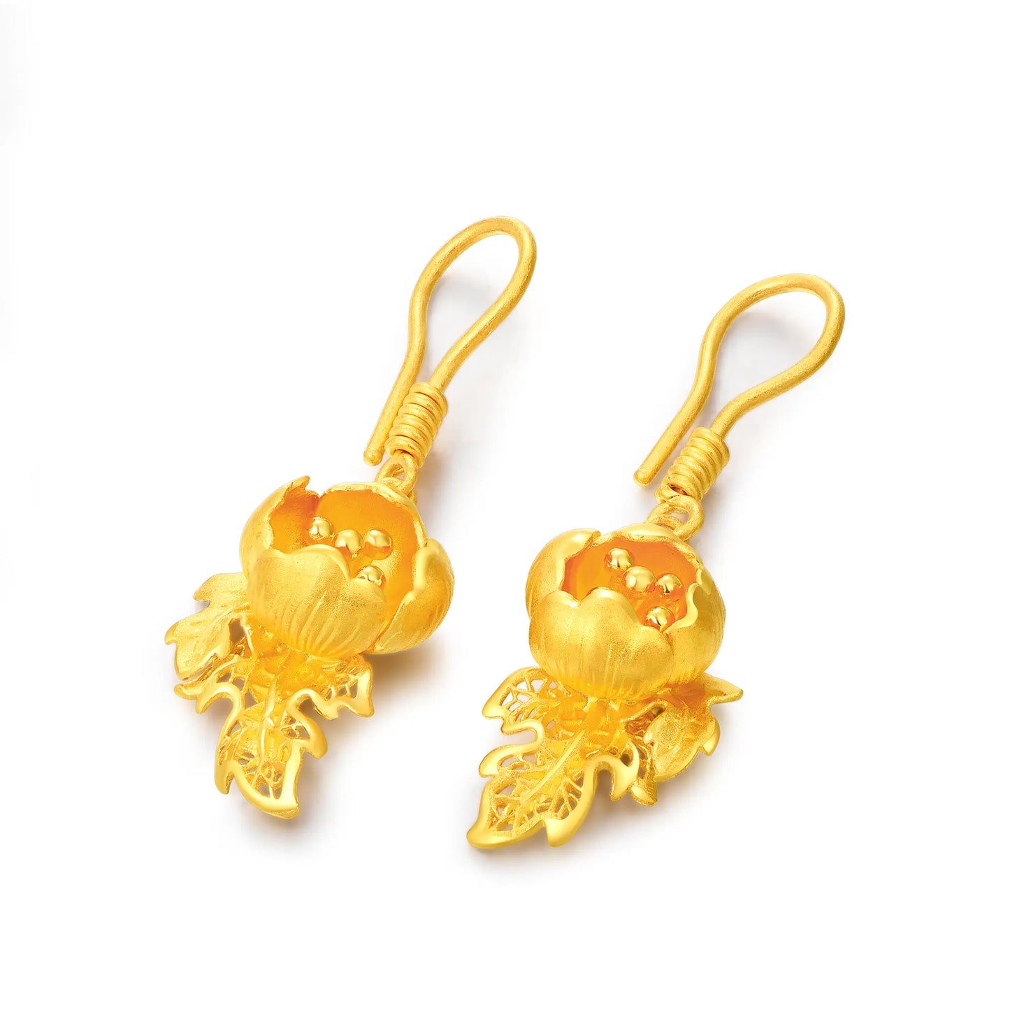 24K Gold Peony Earring