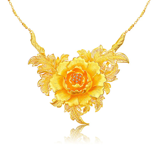 24K Gold Peony Necklace