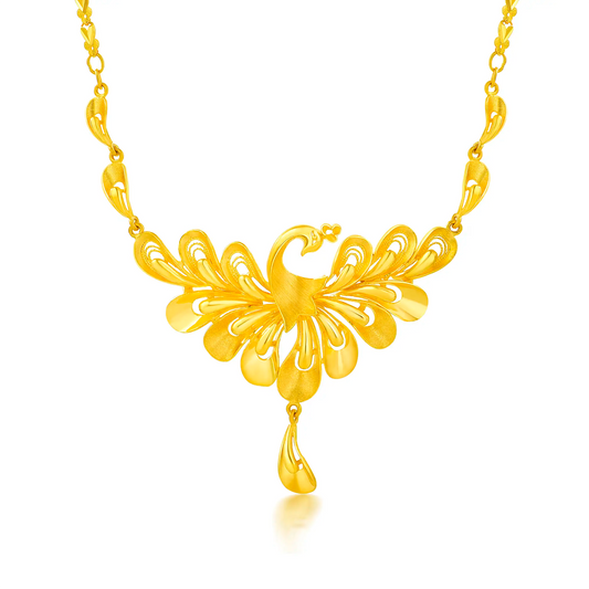 24K Gold Phoenix Pendant Necklace