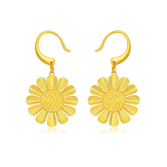 24K Gold Sunflower Earrings