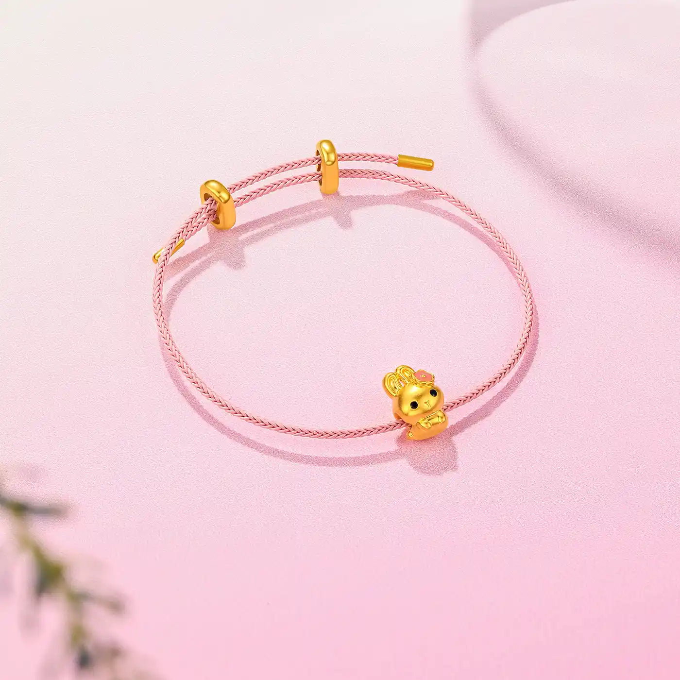 24K Gold Cute Bunny Bead Charm