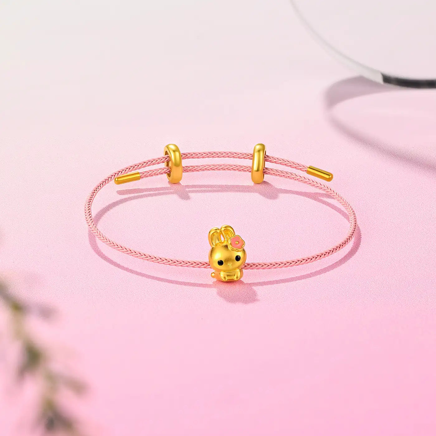 24K Gold Cute Bunny Bead Charm