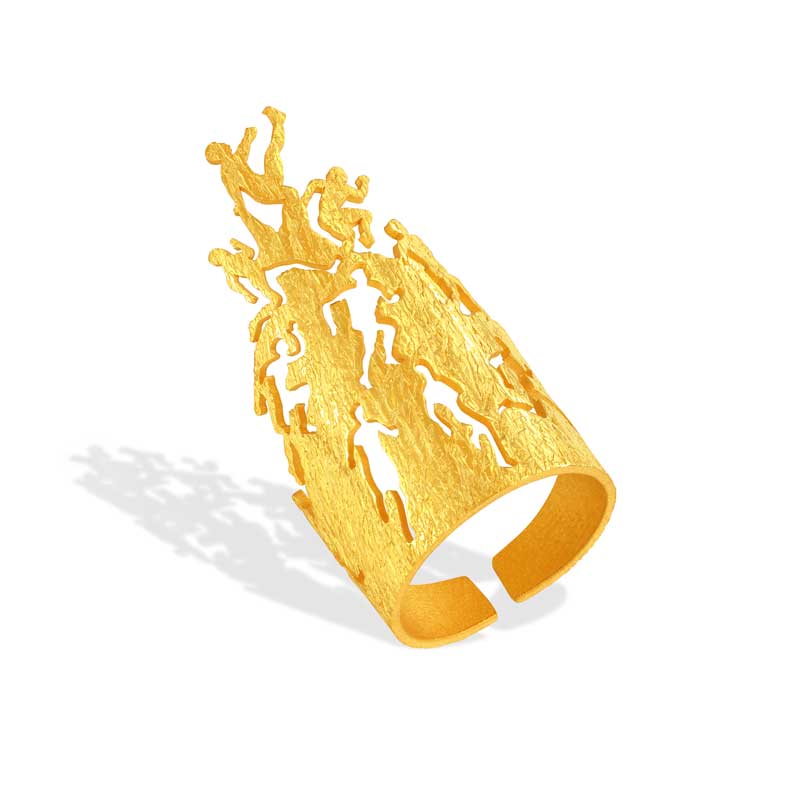 24k Solid Gold Torch Fire Ring