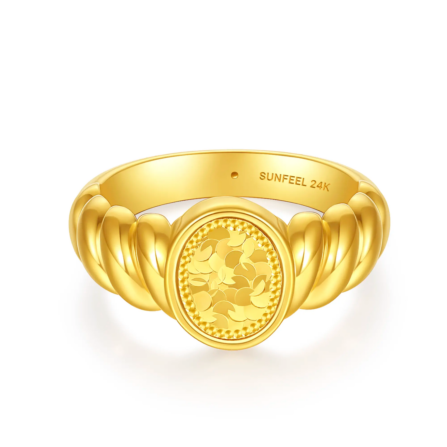 24K Gold Crushed Ice Statement Dome Ring